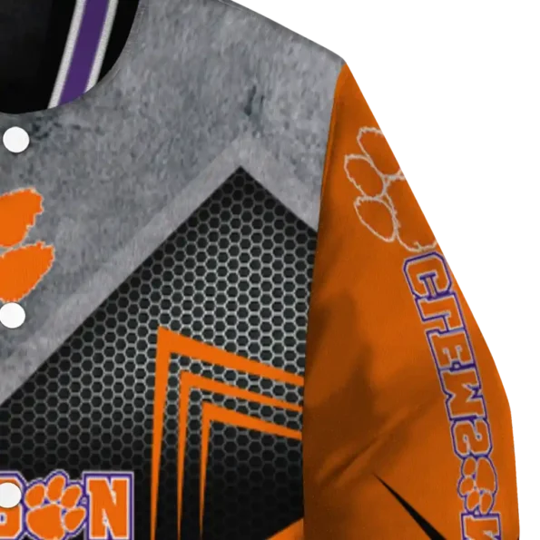 clemson tigers arrow layer orange black varsity jacket premium grade.webp