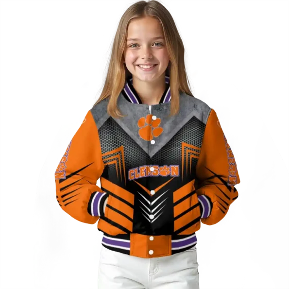 clemson tigers arrow layer orange black varsity jacket top rated.webp