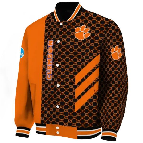 clemson tigers triple side stripes orange black varsity jacket best selling