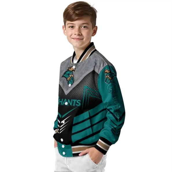 coastal carolina chanticleers arrow layer green black varsity jacket trendy.webp