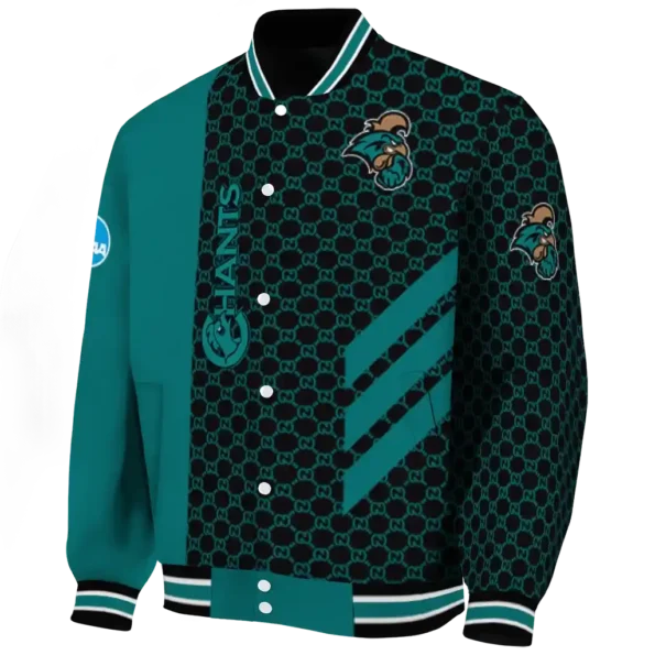 coastal carolina chanticleers triple side stripes green black varsity jacket best selling