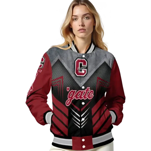 colgate raiders arrow layer maroon black varsity jacket latest model.webp