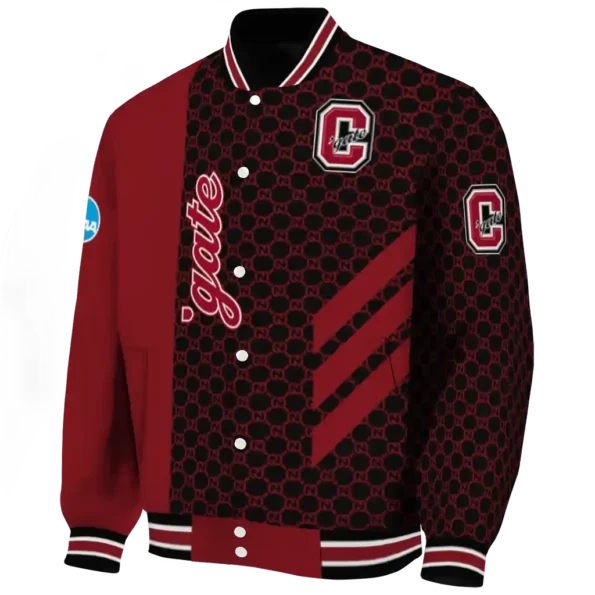 colgate raiders triple side stripes maroon black varsity jacket best selling