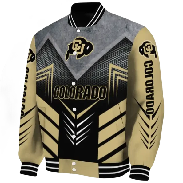 colorado buffaloes arrow layer gold black varsity jacket best selling.webp