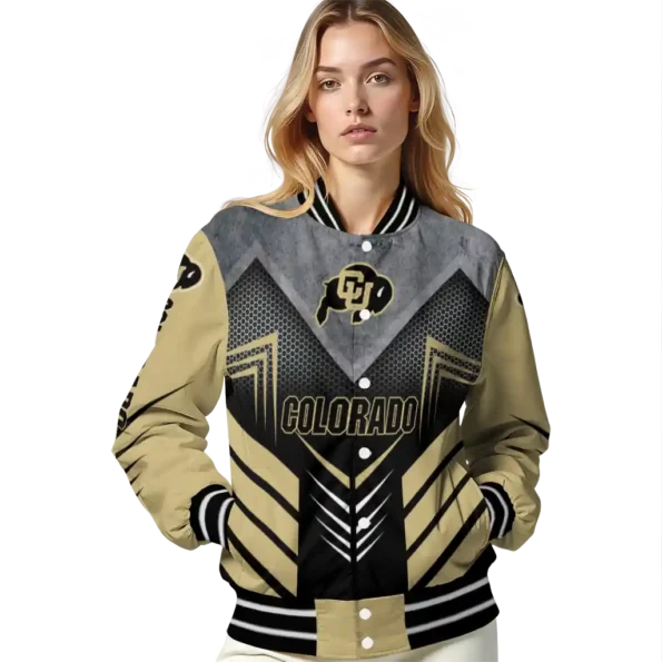 colorado buffaloes arrow layer gold black varsity jacket latest model.webp