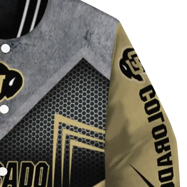 colorado buffaloes arrow layer gold black varsity jacket premium grade.webp