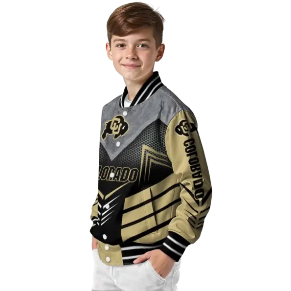 colorado buffaloes arrow layer gold black varsity jacket trendy.webp