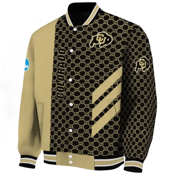 colorado buffaloes triple side stripes gold black varsity jacket best selling