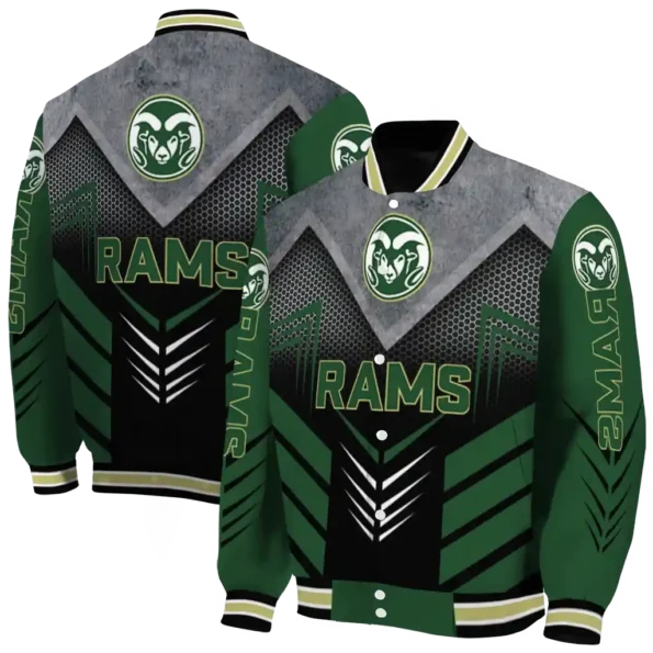 colorado state rams arrow layer green black varsity jacket fashion forward.webp