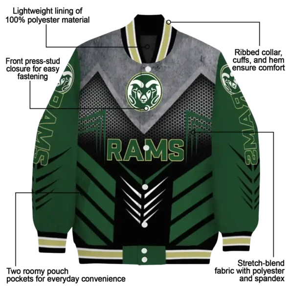 colorado state rams arrow layer green black varsity jacket new arrival.webp