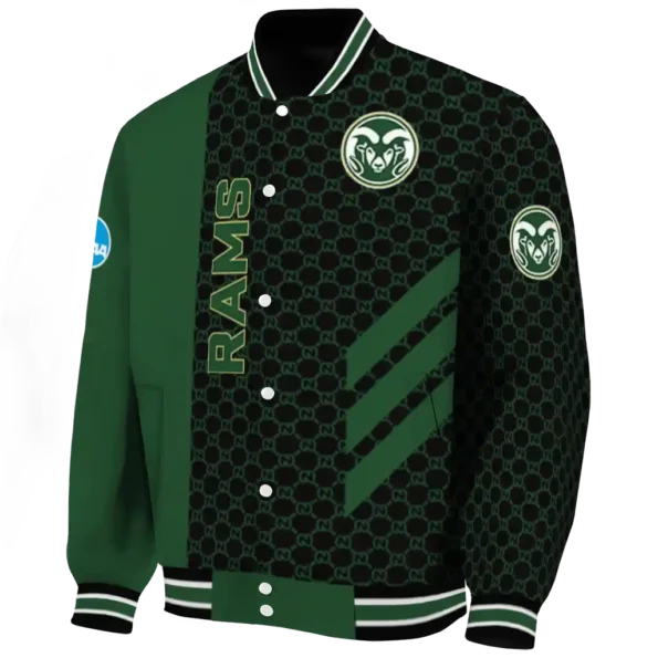 colorado state rams triple side stripes green black varsity jacket best selling