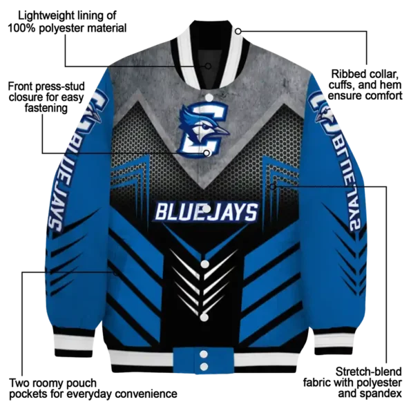 creighton bluejays arrow layer blue black varsity jacket new arrival.webp