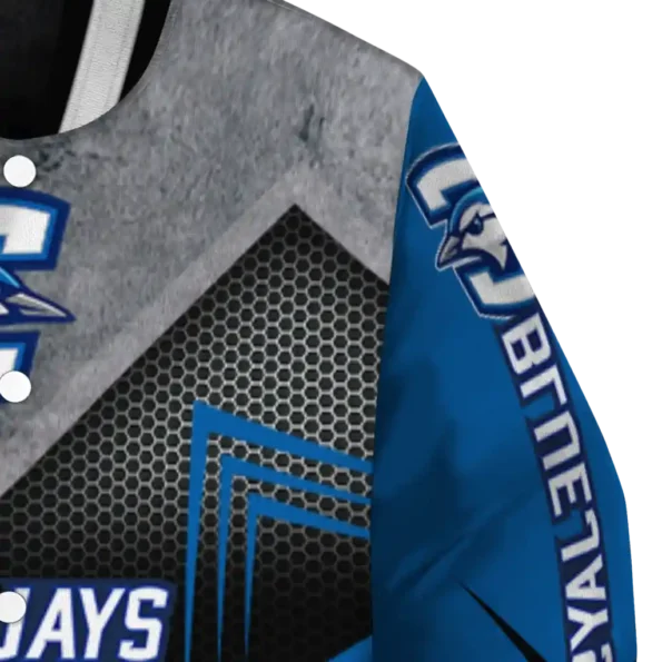 creighton bluejays arrow layer blue black varsity jacket premium grade.webp