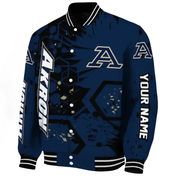 custom akron zips hexagon cluster blue black varsity jacket best selling