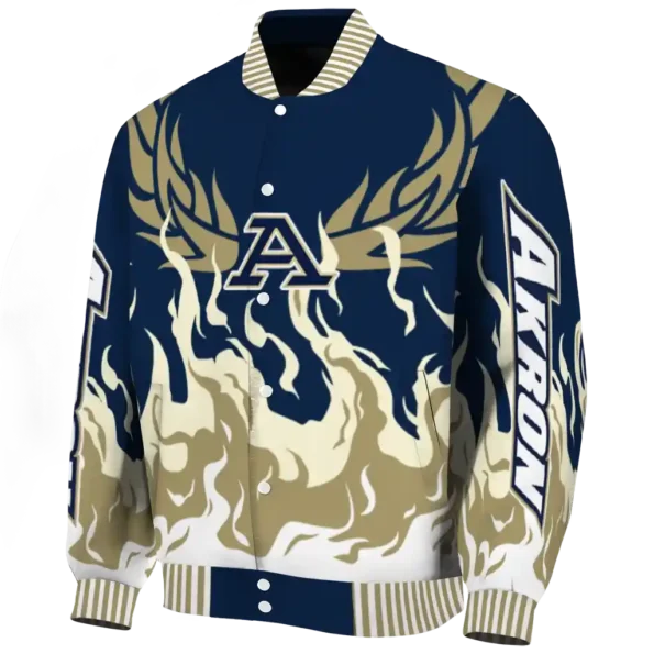 custom akron zips winged blaze blue white varsity jacket best selling