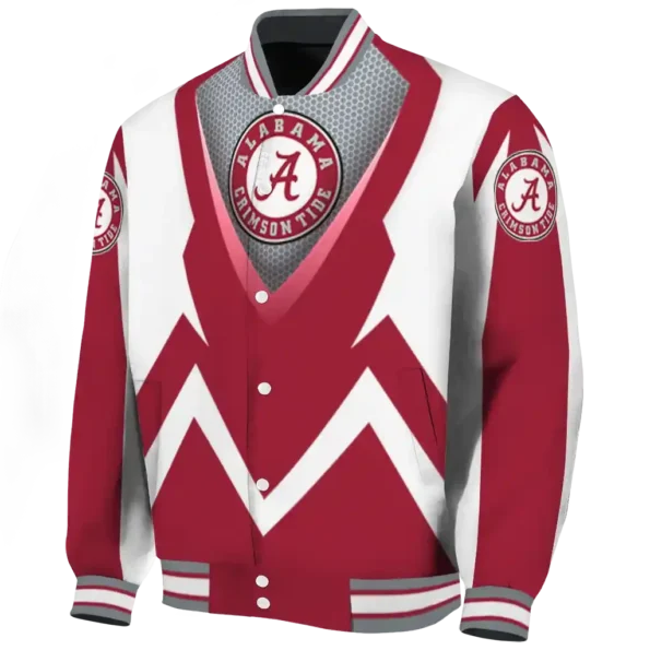 custom alabama crimson tide v stripes crimson white varsity jacket best selling