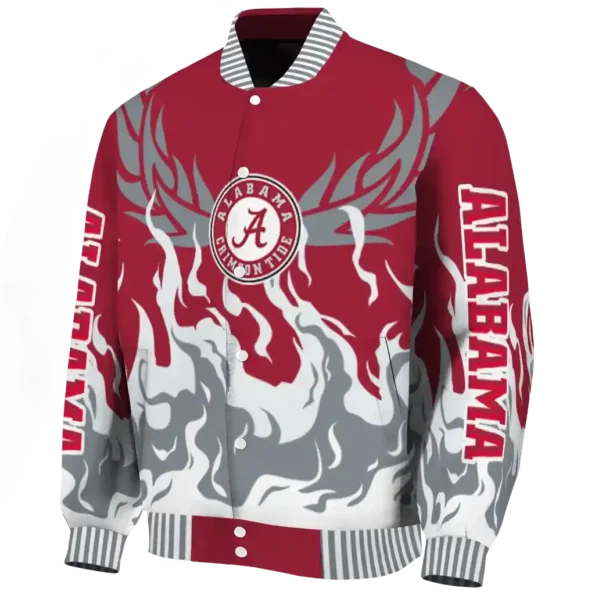 custom alabama crimson tide winged blaze crimson white varsity jacket best selling