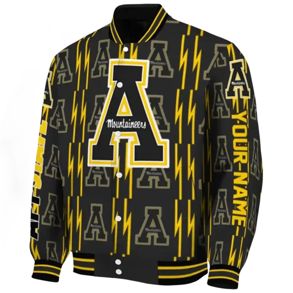 custom appalachian state mountaineers bolt stripe black varsity jacket best selling