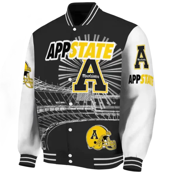 custom appalachian state mountaineers ferris arena black white varsity jacket best selling