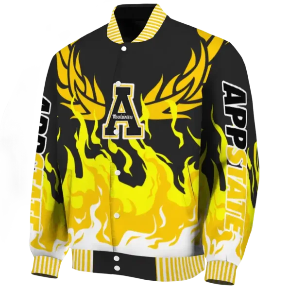 custom appalachian state mountaineers winged blaze black white varsity jacket best selling