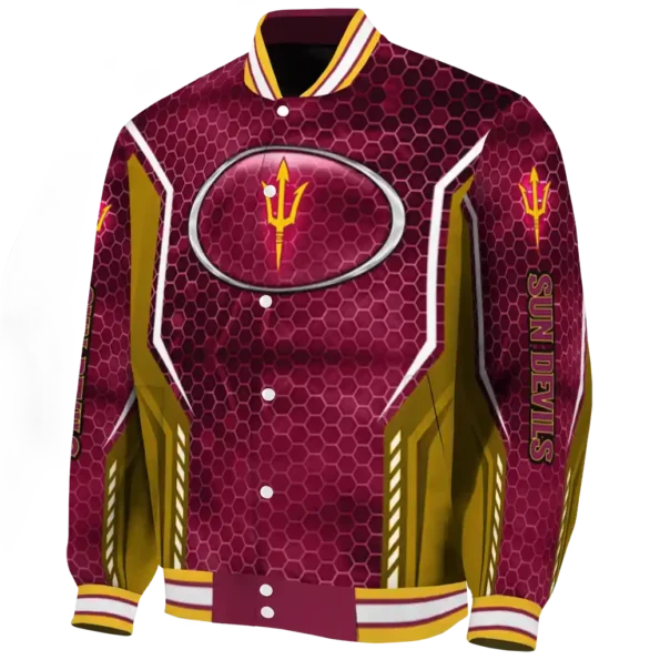 custom arizona state sun devils power plate maroon varsity jacket best selling