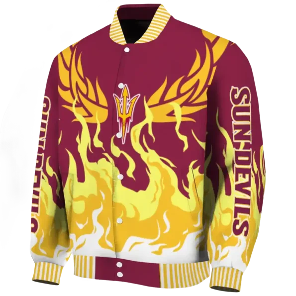 custom arizona state sun devils winged blaze maroon white varsity jacket best selling