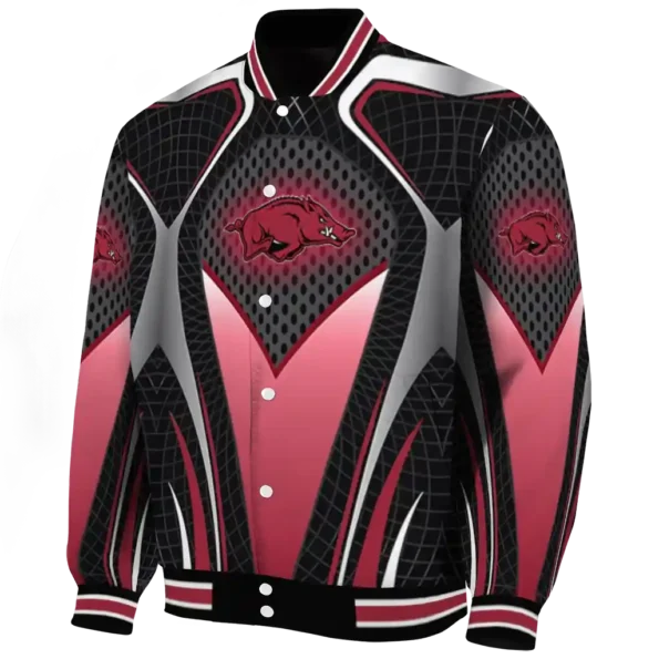 custom arkansas razorbacks mesh chest white black varsity jacket best selling