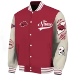custom arkansas razorbacks wildcat pawprint red nude varsity jacket best selling.webp