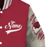 custom arkansas razorbacks wildcat pawprint red nude varsity jacket best selling.webp