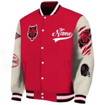 custom arkansas state red wolves wildcat pawprint scarlet nude varsity jacket best selling.webp