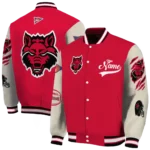 custom arkansas state red wolves wildcat pawprint scarlet nude varsity jacket best selling.webp
