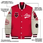 custom arkansas state red wolves wildcat pawprint scarlet nude varsity jacket best selling.webp