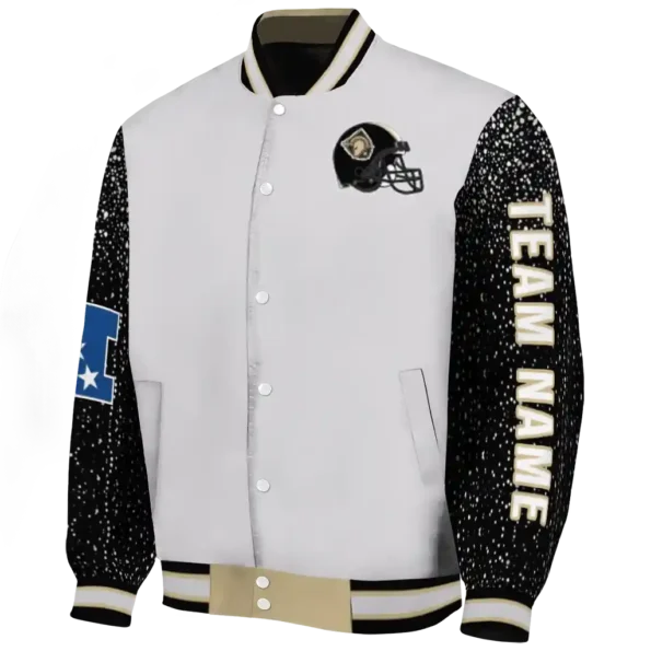 custom army black knights speckled arms gold gray varsity jacket best selling