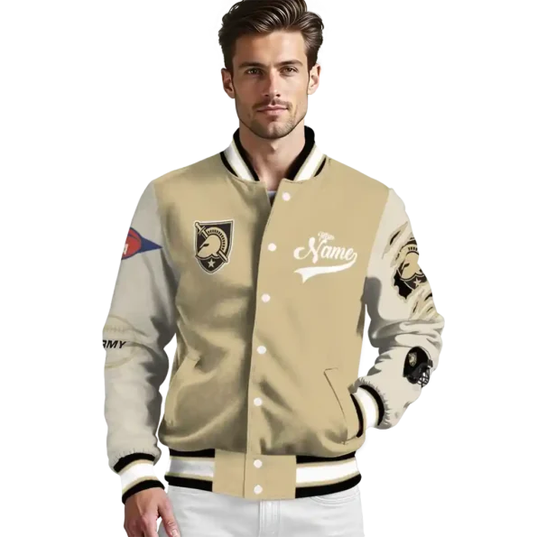 custom army black knights wildcat pawprint gold nude varsity jacket high quality.webp