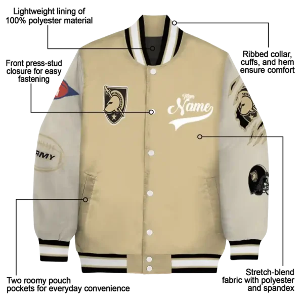 custom army black knights wildcat pawprint gold nude varsity jacket new arrival.webp
