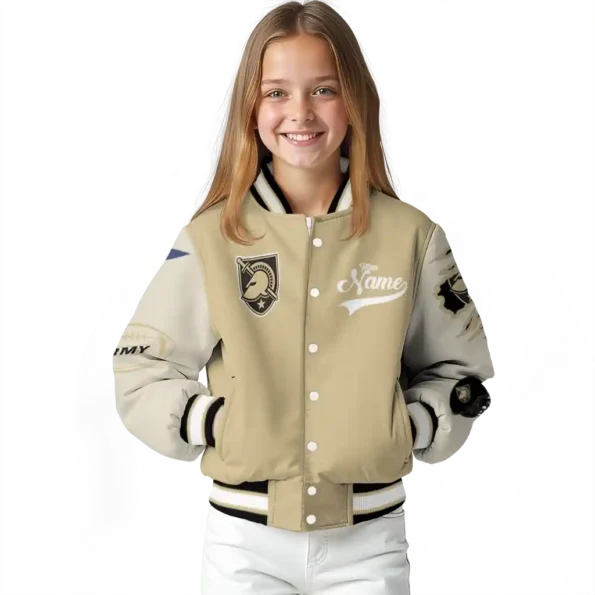 custom army black knights wildcat pawprint gold nude varsity jacket top rated.webp
