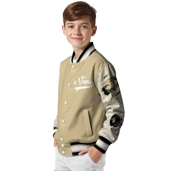 custom army black knights wildcat pawprint gold nude varsity jacket trendy.webp