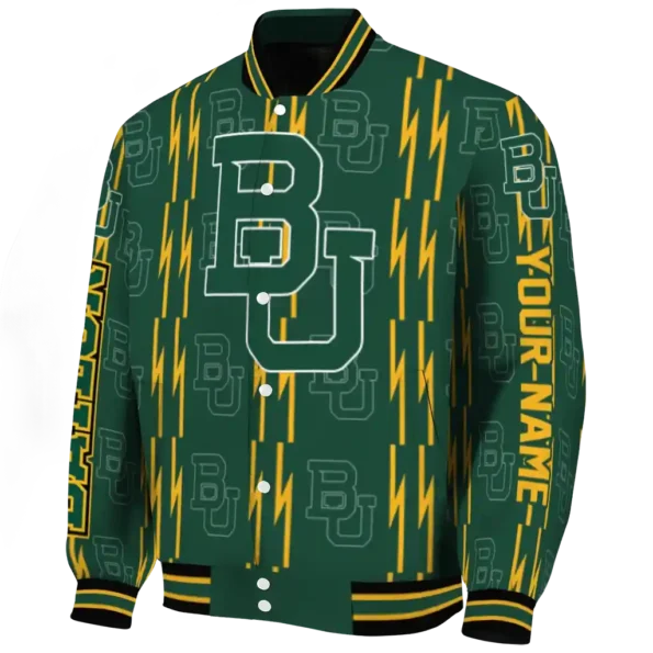 custom baylor bears bolt stripe green varsity jacket best selling