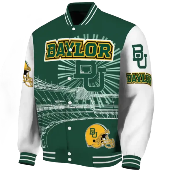 custom baylor bears ferris arena green white varsity jacket best selling