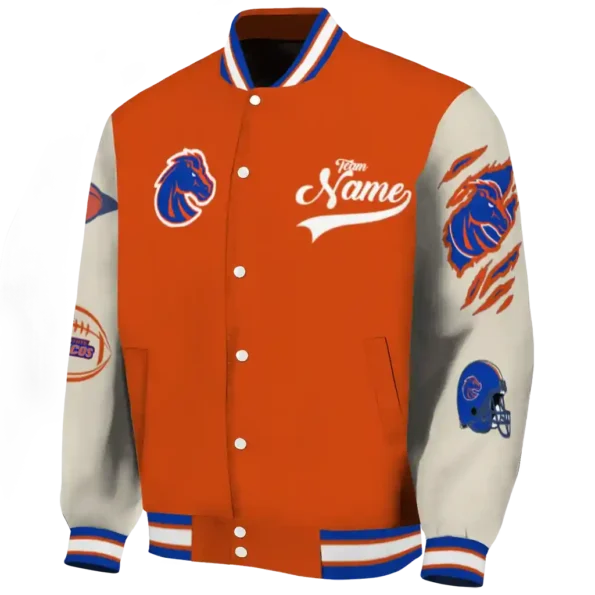 custom boise state broncos wildcat pawprint orange nude varsity jacket best selling.webp