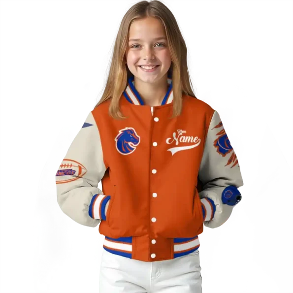 custom boise state broncos wildcat pawprint orange nude varsity jacket top rated.webp