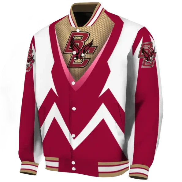 custom boston college eagles v stripes maroon white varsity jacket best selling