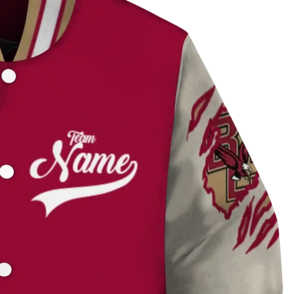 custom boston college eagles wildcat pawprint maroon nude varsity jacket premium grade.webp