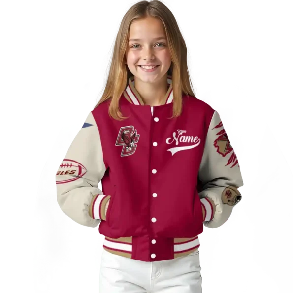 custom boston college eagles wildcat pawprint maroon nude varsity jacket top rated.webp