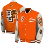 custom bowling green falcons wildcat pawprint orange nude varsity jacket best selling.webp