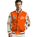 custom bowling green falcons wildcat pawprint orange nude varsity jacket best selling.webp
