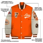 custom bowling green falcons wildcat pawprint orange nude varsity jacket best selling.webp