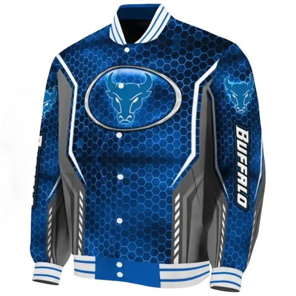 custom buffalo bulls power plate royal blue varsity jacket best selling