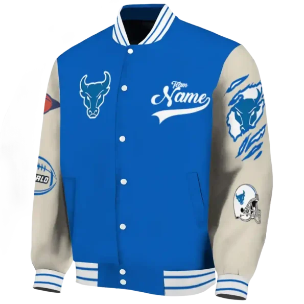 custom buffalo bulls wildcat pawprint royal blue nude varsity jacket best selling.webp