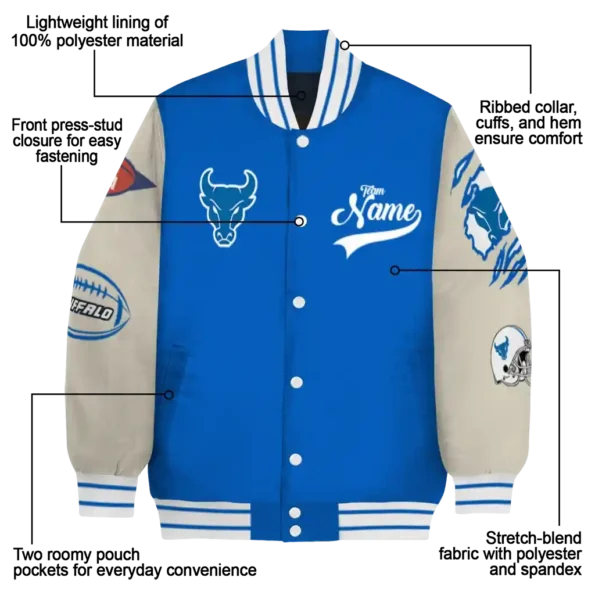 custom buffalo bulls wildcat pawprint royal blue nude varsity jacket new arrival.webp